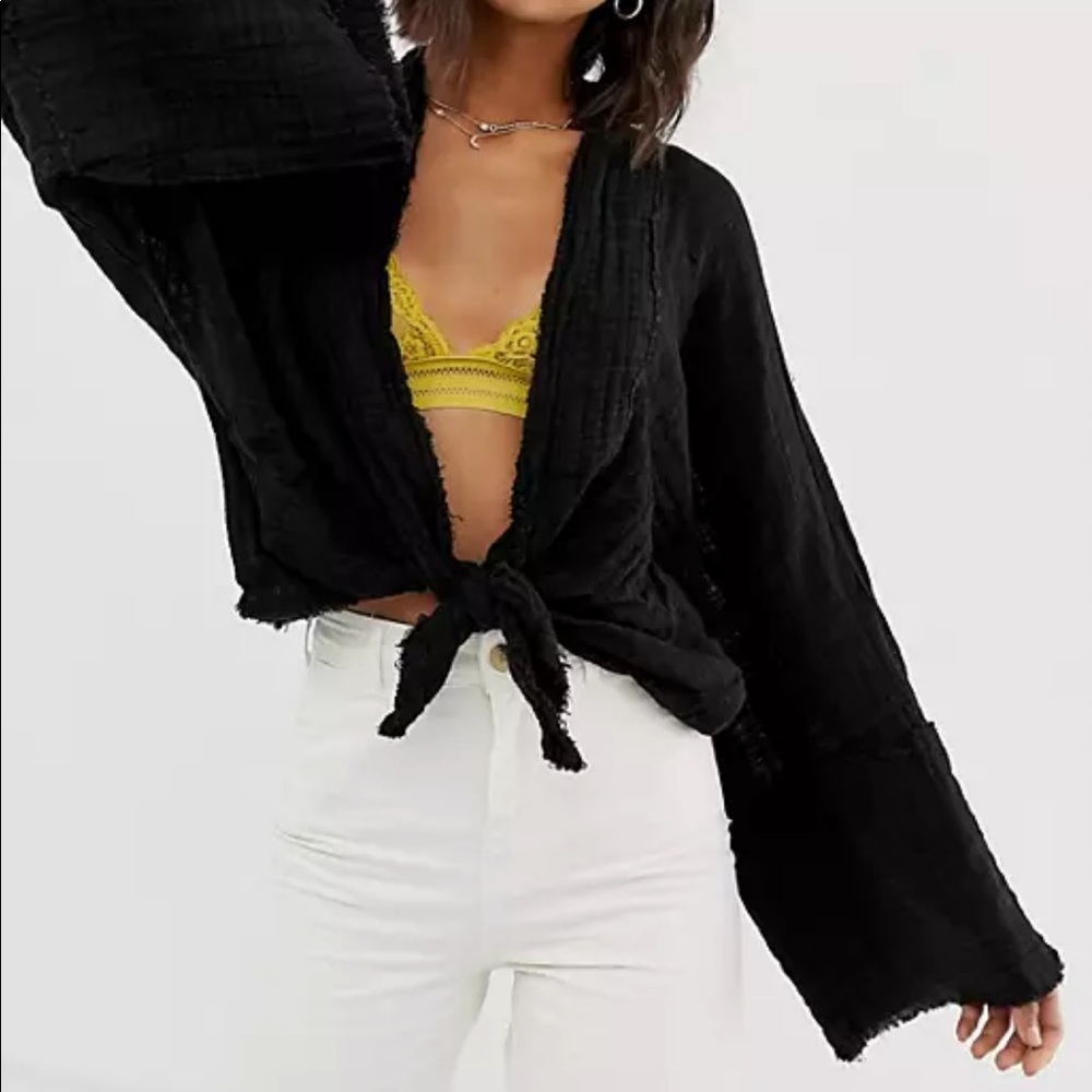 Free People One Azalea Kimono Top in Black